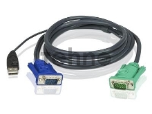 Шнур, мон+клав+мышь USB ATEN, SPHD15=>HD DB15+USB A-Тип, Male-2xMale,  8+4 проводов, опрессованный, 3 метр., черный, (2L-5203U)
