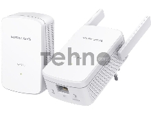 Комплект гигабитных Wi-Fi адаптеров Mercusys Powerline AV1000 Powerline kit with 300Mbps Wi-Fi, plug and play, up to 300 meters over an existing electrical circuit, the kit includes a MP510 and a MP500.