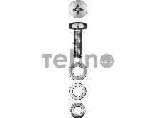 Винт (DIN7985) в комплекте с гайкой (DIN934), шайбой (DIN125), шайбой пруж. (DIN127), M5 x 16 мм, 18 шт, ЗУБР