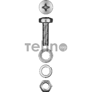 Винт (DIN7985) в комплекте с гайкой (DIN934), шайбой (DIN125), шайбой пруж. (DIN127), M5 x 16 мм, 18 шт, ЗУБР