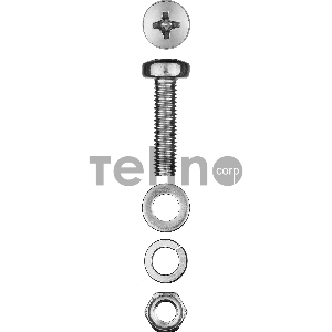 Винт (DIN7985) в комплекте с гайкой (DIN934), шайбой (DIN125), шайбой пруж. (DIN127), M5 x 20 мм, 16 шт, ЗУБР