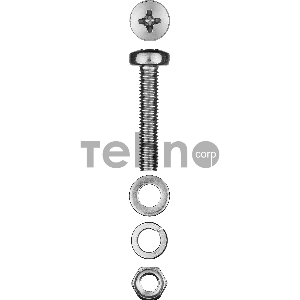 Винт (DIN7985) в комплекте с гайкой (DIN934), шайбой (DIN125), шайбой пруж. (DIN127), M5 x 30 мм, 12 шт, ЗУБР
