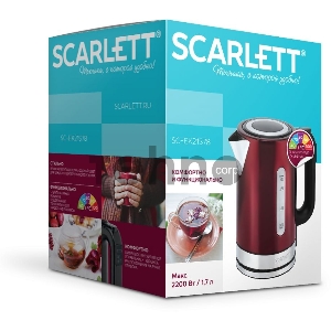 Чайник электрический Scarlett SC-EK21S78 1.7л. 2200Вт бордовый (корпус: нержавеющая сталь)