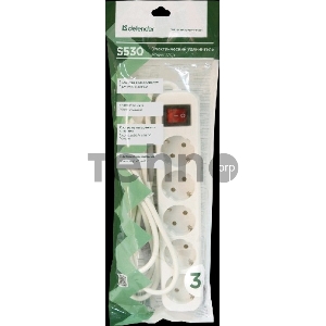 Удлинитель Defender S530 белый 3.0 м, 5 розеток