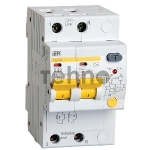 Выключатель автоматический дифференциального тока 2п C 20А 30мА тип A 4.5кА АД-12М ИЭК MAD12-2-020-C-030