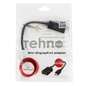 Переходник miniDisplayPort - DisplayPort, Cablexpert A-mDPM-DPF-001, 20M/20F, длина 16см, черный, пакет