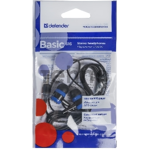 Наушники Defender Basic-616 Black/blue кабель 1,1 м