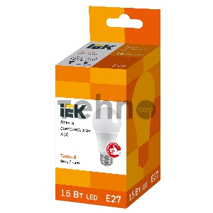 Лампа Iek LLE-A60-15-230-30-E27 светодиодная ECO A60 шар 15Вт 230В 3000К E27 IEK