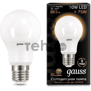 Светодиодная лампа GAUSS 102502110 LED A60 10W E27 880lm  3000K 1/10/50