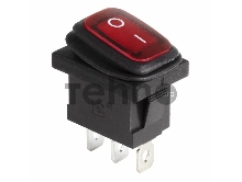 Выключатель клавишный 250V 6А (3с) ON-OFF красный  с подсветкой  Mini ВЛАГОЗАЩИТА REXANT