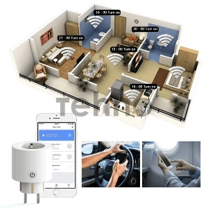 Розетка 1-пост. MOES Smart Socket WK-UEU16-M, Wi-Fi, 250 В, 16А, встраиваемая IP20, шторки + ЗК, белая