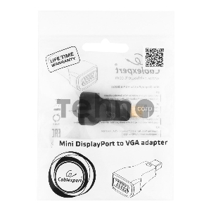 Переходник miniDisplayPort - VGA, Cablexpert A-mDPM-VGAF-01, 20M/15F, черный, пакет