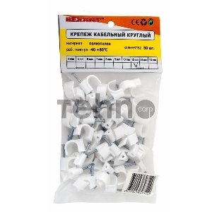 Крепеж кабеля круглый 12 мм, белый (упак. 50 шт)  REXANT