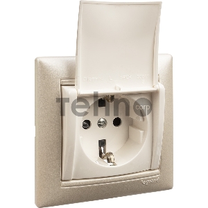 Розетка Valena с заземлением с крышкой (белая)