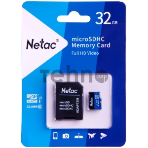 Флеш карта microSDHC 32GB Netac P500 <NT02P500STN-032G-R> (с SD адаптером) 80MB/s Флеш карта microSDHC 32GB Netac P500 <NT02P500STN-032G-R> (с SD адаптером) 80MB/s