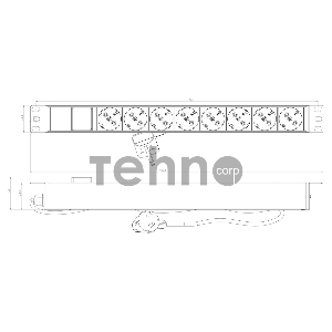 Hyperline SHE19-8SH-S-2.5EU Блок розеток для 19