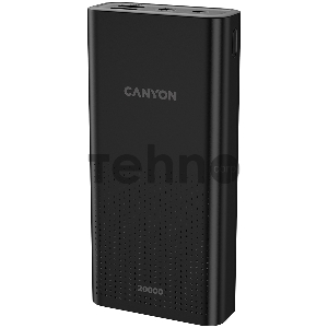 Мобильный аккумулятор  CANYON  PB-2001 Power bank 20000mAh Li-poly battery, Input 5V/2A , Output 5V/2.1A(Max), 144*69*28.5mm, 0.440Kg, Black