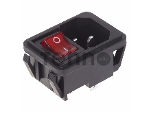 Выключатель клавишный 250V 10А (4с) ON-OFF красный с подсветкой и штекером C14 3PIN  REXANT