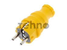 Вилка прямая влагозащищенная, c/з, 16А. IP44, каучук желтая REXANT