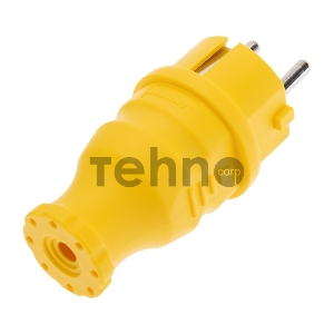 Вилка прямая влагозащищенная, c/з, 16А. IP44, каучук желтая REXANT