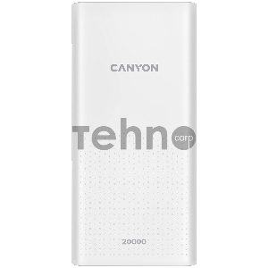 Мобильный аккумулятор (powerbank) CANYON  PB-2001 Power bank 20000mAh Li-poly battery, Input 5V/2A , Output 5V/2.1A(Max) , 144*69*28.5mm, 0.440Kg, white