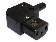 Вилка IEC 60320 C13, 10A, 250V, угловая, разборная, черная