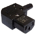 Вилка IEC 60320 C13, 10A, 250V, угловая, разборная, черная, фото 1