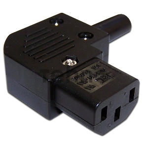 Вилка IEC 60320 C13, 10A, 250V, угловая, разборная, черная Вилка IEC 60320 C13, 10A, 250V, угловая, разборная, черная