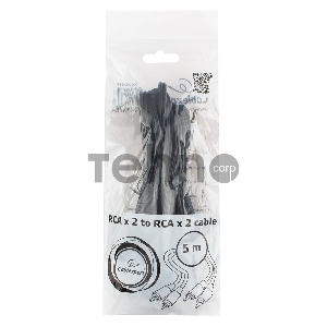 Кабель аудио Cablexpert CCA-2R2R-5M, 2xRCA / 2xRCA, 5м
