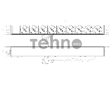 Блок силовых розеток Hyperline SHE19-(X)SH, Shuko х 9, вход IEC 320 C14, для шкафов, шнур 2,5 м, 44х482,6х44,4 мм (ВхШхГ), 16А, серый