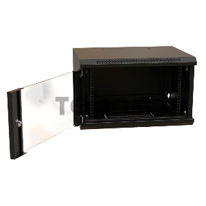 Шкаф коммутационный WRline (WR-TW-0945-GP-RAL9004) настенный 9U 600x450мм пер.дв.стекл 2 бок.пан. 60кг черный 370мм 500мм IP20 сталь