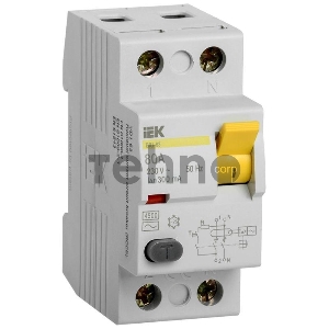 Выключатель дифференциального тока (УЗО) 2п 80А 300мА тип AC ВД1-63 ИЭК MDV10-2-080-300