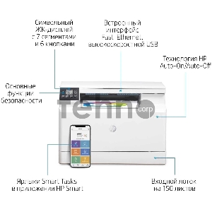 МФУ HP Color LaserJet Pro MFP M182n (7KW54A), принтер/сканер/копир, (А4, чб./цвет 16стр/мин., USB B, LAN)
