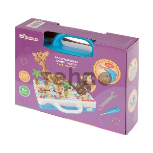 Развивающий детский конструктор с шуруповертом и мозаикой Смородинка 225 деталей