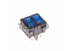 Выключатель клавишный 250V 6А (6с) ON-OFF синий с подсветкой ДВОЙНОЙ  Mini  REXANT