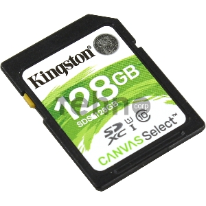 Флеш карта SDHC 128Gb Class10 Kingston <SDS2/128GB>, Canvas Select 100R CL10 UHS-I