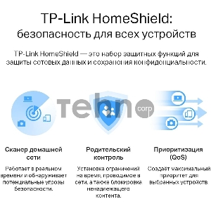 Роутер беспроводной TP-Link Archer AX55 AX3000 10/100/1000BASE-TX черный