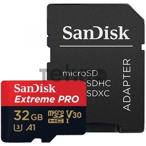 Флеш карта microSD 32GB SanDisk microSDHC Class 10 UHS-I A1 V30 U3 Extreme Pro (SD адаптер) 100MB/s