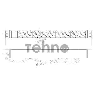 Hyperline SHE19-9SH-2.5IEC Блок розеток для 19 шкафов, горизонтальный, 9 розеток Schuko (10A), 250В, кабель питания 3х1.0мм2, длина 2.5 м, с вилкой IEC 320 C14, 482.6x44.4x44.4мм (ДхШхВ)