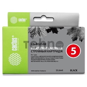 Картридж струйный Cactus CS-PGI5BK черный для Canon Pixma MP470/ MP500/ MP520/ MP530 (23,6ml)