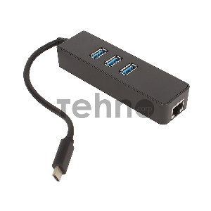 Концентратор ORIENT JK-341, Type-C USB 3.0 HUB 3 Ports + Gigabit Ethernet Adapter, RTS5140 + RTL8153 chipset, RJ45 10/100/1000 Мбит/с, USB штекер тип