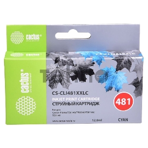 Картридж струйный Cactus CS-CLI481XXLC голубой (12мл) для Canon Pixma TR7540/TR8540/TS6140/TS8140