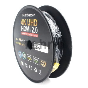 Активный оптический кабель HDMI Cablexpert, 50м, v2.0, 19M/19M, AOC Premium Series, позол.разъемы, экран, коробка