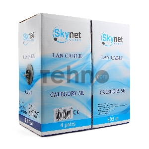 Кабель SkyNet Standart UTPнг-LSZH 4x2x0,48, низкое дымовыделение, нулевое содержание галогенов, медный, FLUKE TEST, кат.5e, однож., 305 м, box, оранжевый