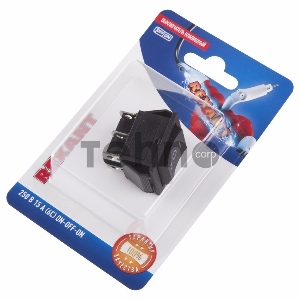 Выключатель клавишный 250V 15А (6с) ON-OFF-ON черный  с нейтралью (RWB-508, SC-767)  REXANT (в упак. 1шт.)