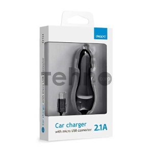 Автомобильное зарядное устройство DEPPA 22124, microUSB, 2.1A, черный Автомобильное зарядное устройство DEPPA 22124, microUSB, 2.1A, черный