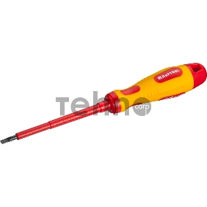 Отвертка KRAFTOOL 250083-4.0-100, высоковольтная, Cr-Mo-V стержень, двухкомпонент. маслобензостойкая рукоятка, SL, 4,0х100мм