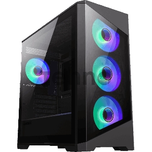 Компьютерный корпус mATX, без блока питания Gamemax Destroyer TGB mATX case, black, w/o psu, w/1xUSB3.0+2xUSB2.0, Combo Audio, w/3x12cm ARGB front fan (1xFN-12A-M6I, 2xFN-12A-S6I), w/1x12cm ARGB rear fan (FN