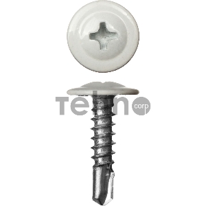 Зубр Саморезы с прессшайбой и сверлом по листовому металлу до 2мм, окрашенные в RAL-9003, PH2, 4,2x16мм, 500шт 300211-42-016-9003