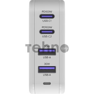 Сетевое зарядное устройство GCR 100W, 2 USB + 2 TypeC, GaN Tech Quick Charger, PD 3.0, белый